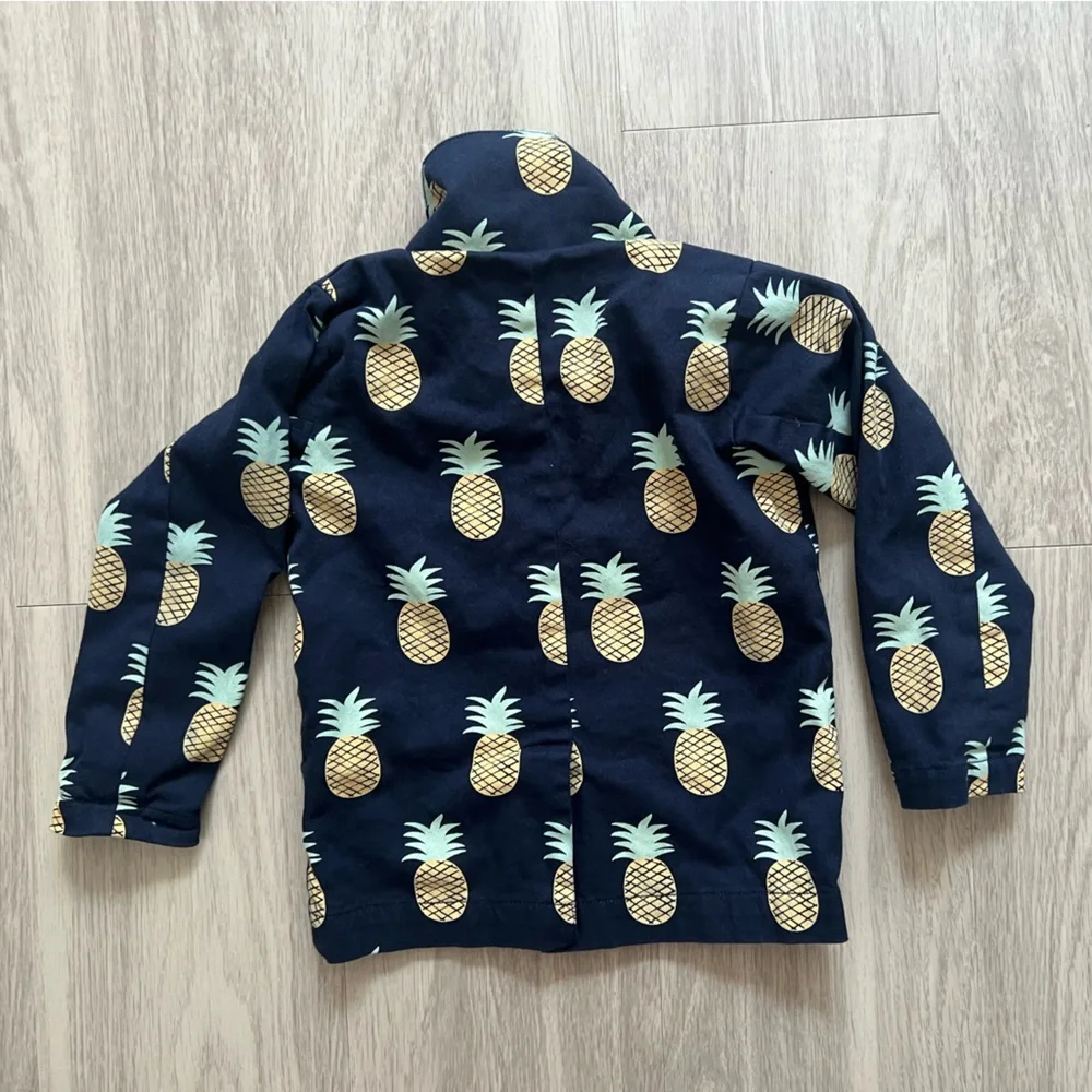 Monica + Andy Toddler 3T Navy Pineapple Print Organic Cotton Blazer Jacket
